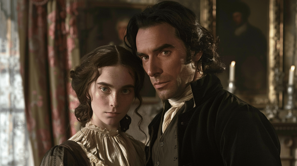 Jane Eyre and Mr. Rochester in Jane Eyre by Charlotte Brontë
