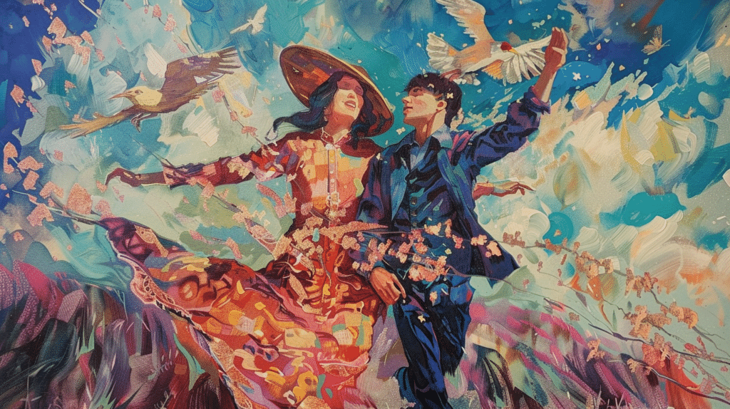 a painting of a man and woman.Daily Insights about Twin Flames Part A.I